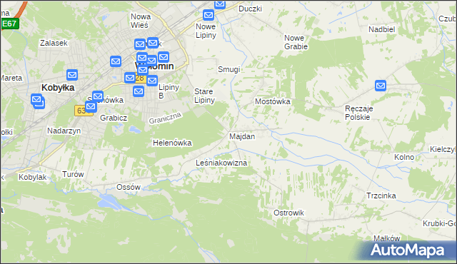 mapa Majdan gmina Wołomin, Majdan gmina Wołomin na mapie Targeo