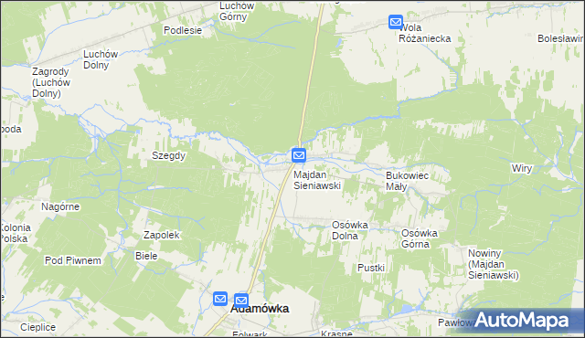 mapa Majdan Sieniawski, Majdan Sieniawski na mapie Targeo