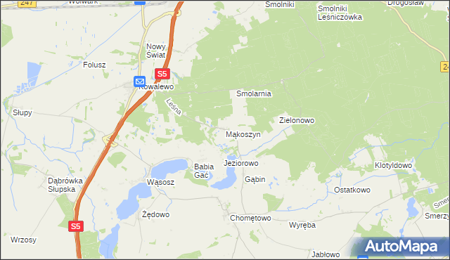 mapa Mąkoszyn gmina Szubin, Mąkoszyn gmina Szubin na mapie Targeo