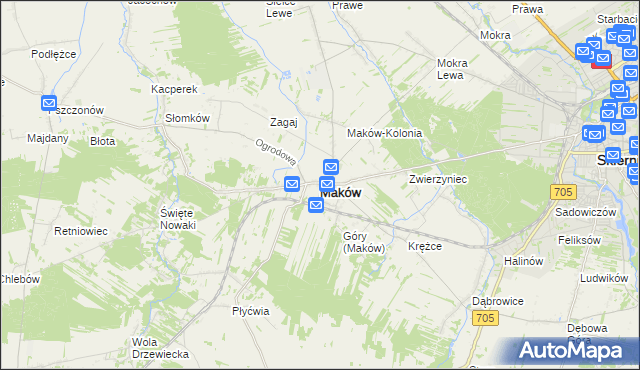 mapa Maków powiat skierniewicki, Maków powiat skierniewicki na mapie Targeo