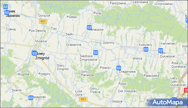 mapa Makowiska gmina Nowy Żmigród, Makowiska gmina Nowy Żmigród na mapie Targeo