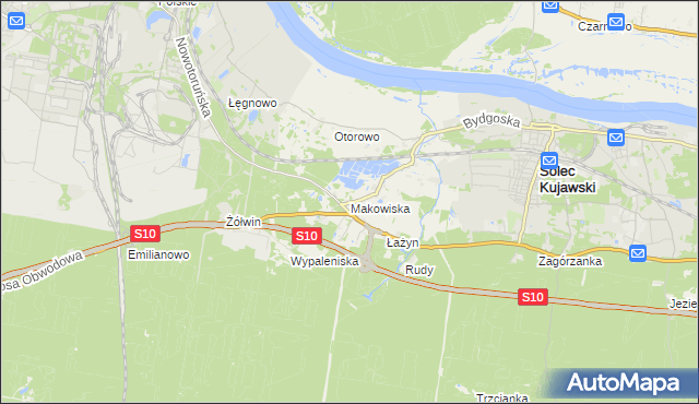 mapa Makowiska gmina Solec Kujawski, Makowiska gmina Solec Kujawski na mapie Targeo