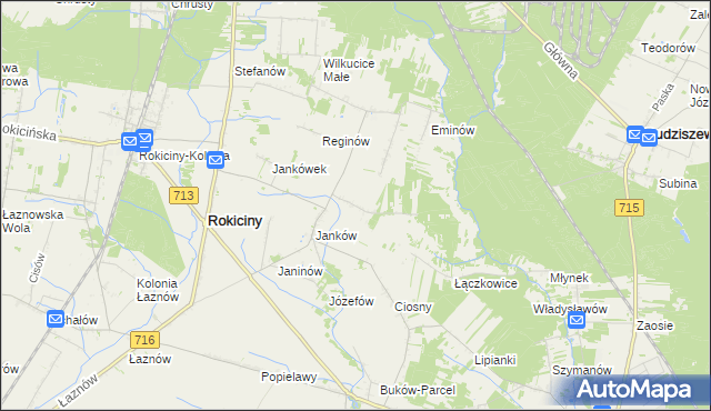 mapa Maksymilianów gmina Rokiciny, Maksymilianów gmina Rokiciny na mapie Targeo