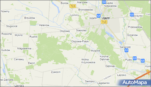 mapa Maksymów gmina Ujazd, Maksymów gmina Ujazd na mapie Targeo