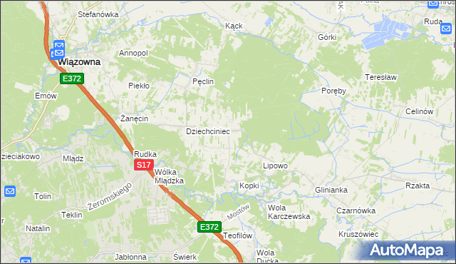 mapa Malcanów gmina Wiązowna, Malcanów gmina Wiązowna na mapie Targeo