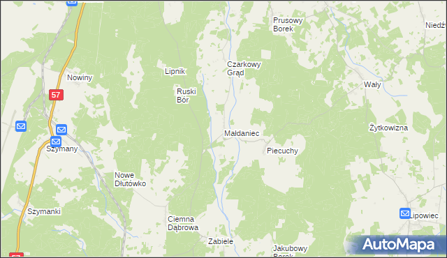 mapa Małdaniec, Małdaniec na mapie Targeo