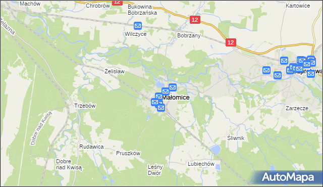 mapa Małomice, Małomice na mapie Targeo