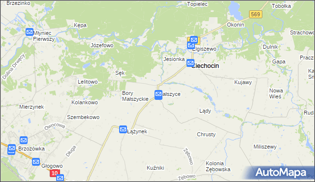 mapa Małszyce gmina Ciechocin, Małszyce gmina Ciechocin na mapie Targeo