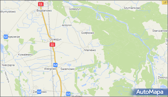 mapa Maniewo, Maniewo na mapie Targeo