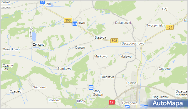 mapa Markowo gmina Gostyń, Markowo gmina Gostyń na mapie Targeo