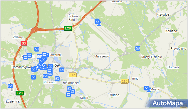 mapa Marszewo gmina Goleniów, Marszewo gmina Goleniów na mapie Targeo