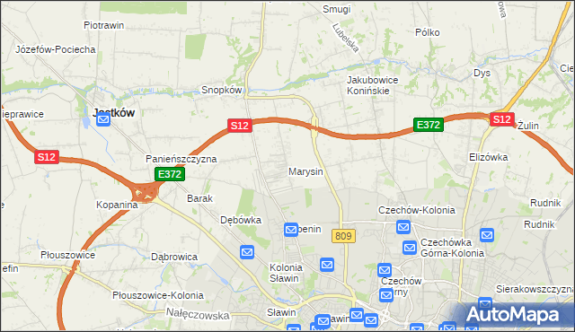 mapa Marysin gmina Jastków, Marysin gmina Jastków na mapie Targeo