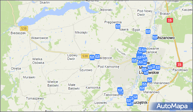 mapa Marzęcice gmina Kurzętnik, Marzęcice gmina Kurzętnik na mapie Targeo