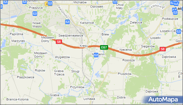 mapa Marzenin gmina Sędziejowice, Marzenin gmina Sędziejowice na mapie Targeo