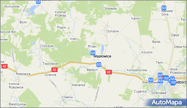 mapa Masłowice powiat radomszczański, Masłowice powiat radomszczański na mapie Targeo