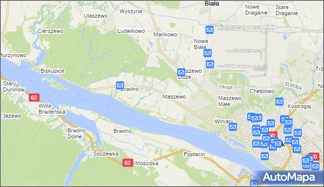 mapa Maszewo gmina Stara Biała, Maszewo gmina Stara Biała na mapie Targeo