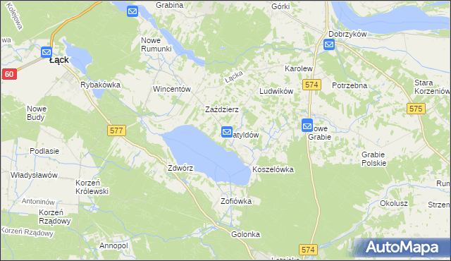 mapa Matyldów gmina Łąck, Matyldów gmina Łąck na mapie Targeo