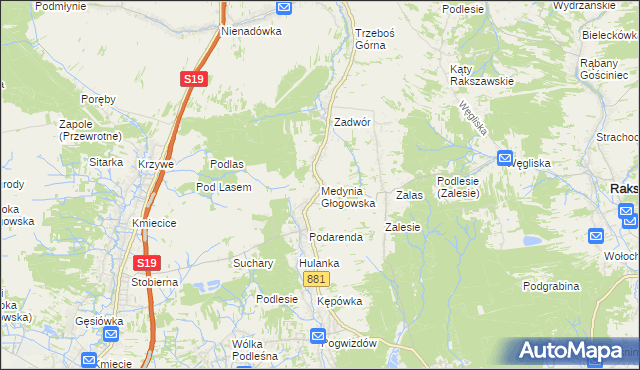 mapa Medynia Głogowska, Medynia Głogowska na mapie Targeo