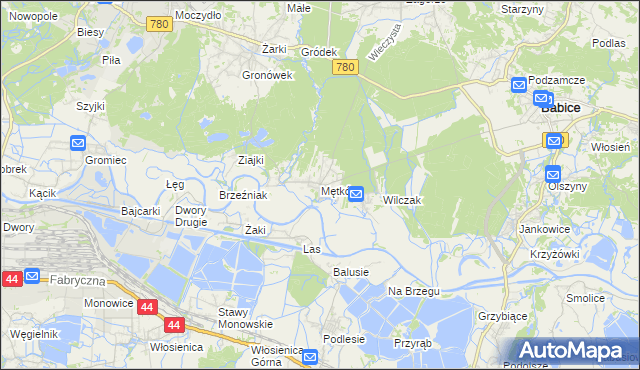 mapa Mętków, Mętków na mapie Targeo