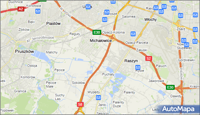 mapa Michałowice-Wieś, Michałowice-Wieś na mapie Targeo