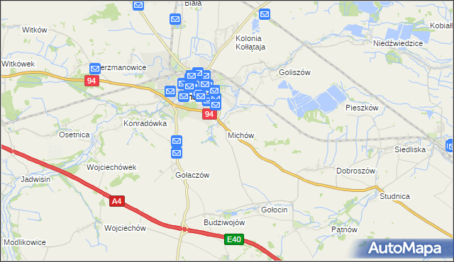 mapa Michów gmina Chojnów, Michów gmina Chojnów na mapie Targeo