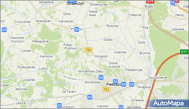 mapa Micigózd, Micigózd na mapie Targeo