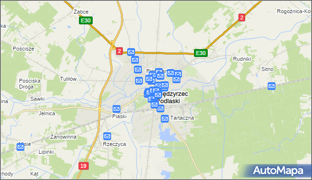 mapa Międzyrzec Podlaski, Międzyrzec Podlaski na mapie Targeo