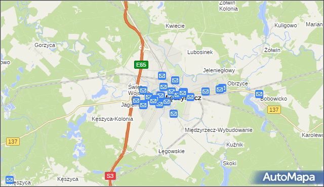 mapa Międzyrzecz, Międzyrzecz na mapie Targeo