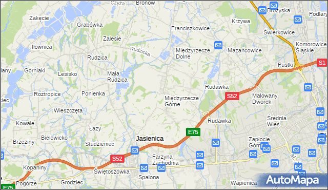 mapa Międzyrzecze Górne, Międzyrzecze Górne na mapie Targeo