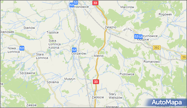 mapa Mielnik gmina Bystrzyca Kłodzka, Mielnik gmina Bystrzyca Kłodzka na mapie Targeo