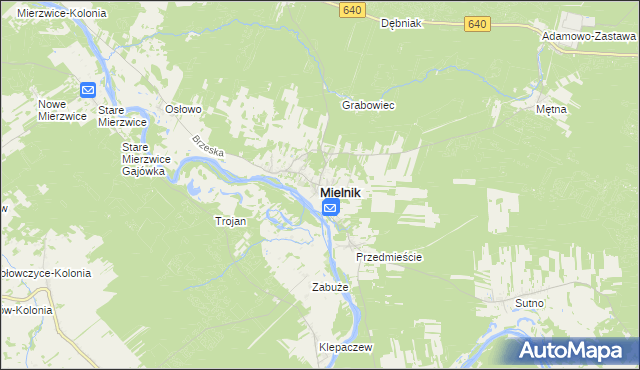 mapa Mielnik powiat siemiatycki, Mielnik powiat siemiatycki na mapie Targeo