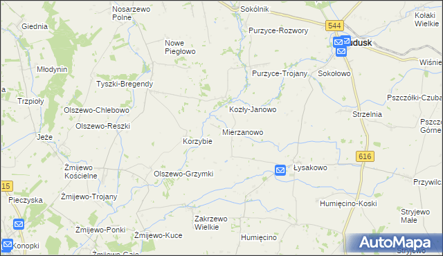 mapa Mierzanowo, Mierzanowo na mapie Targeo