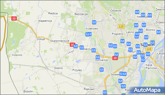 mapa Mierzyn gmina Dobra (Szczecińska), Mierzyn gmina Dobra (Szczecińska) na mapie Targeo
