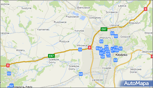 mapa Mikowice gmina Kłodzko, Mikowice gmina Kłodzko na mapie Targeo