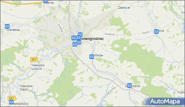 mapa Milików, Milików na mapie Targeo