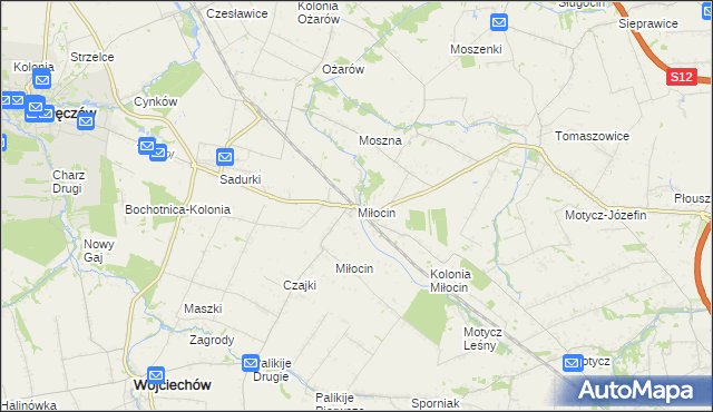 mapa Miłocin gmina Jastków, Miłocin gmina Jastków na mapie Targeo