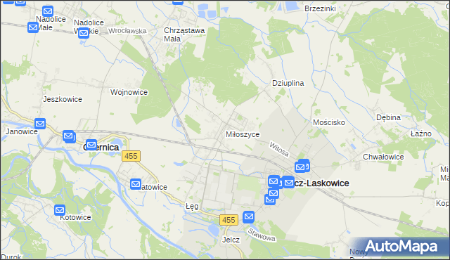 mapa Miłoszyce, Miłoszyce na mapie Targeo