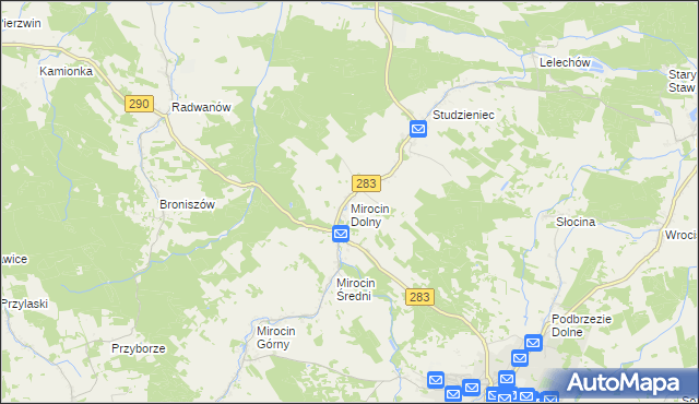 mapa Mirocin Dolny, Mirocin Dolny na mapie Targeo