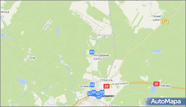 mapa Mirosławiec Górny, Mirosławiec Górny na mapie Targeo