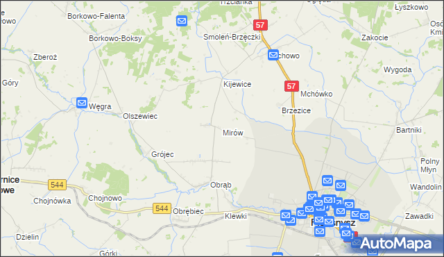 mapa Mirów gmina Przasnysz, Mirów gmina Przasnysz na mapie Targeo