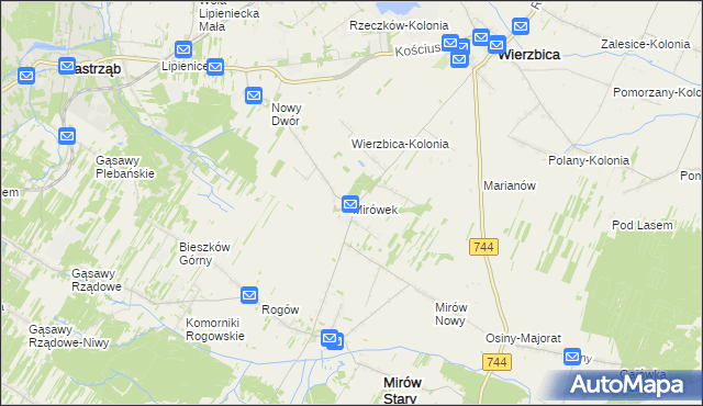 mapa Mirówek, Mirówek na mapie Targeo