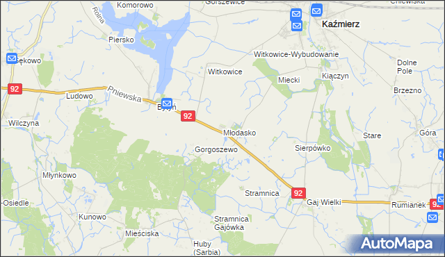 mapa Młodasko, Młodasko na mapie Targeo