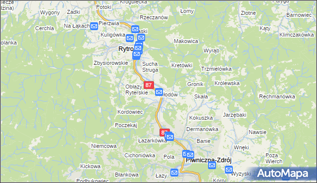 mapa Młodów gmina Piwniczna-Zdrój, Młodów gmina Piwniczna-Zdrój na mapie Targeo