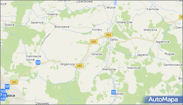 mapa Mników gmina Przeworno, Mników gmina Przeworno na mapie Targeo