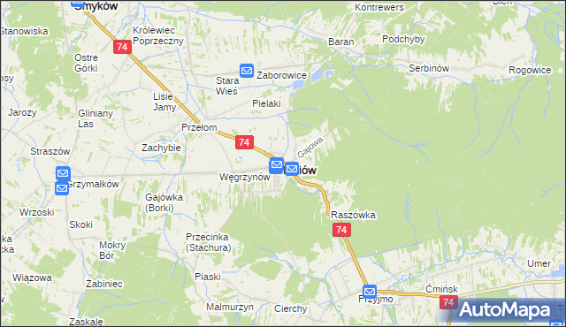 mapa Mniów, Mniów na mapie Targeo