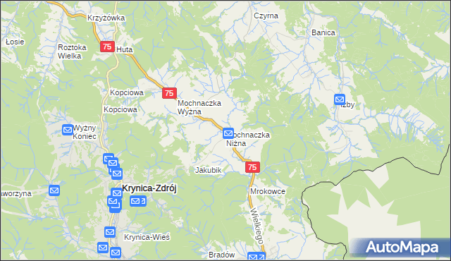 mapa Mochnaczka Niżna, Mochnaczka Niżna na mapie Targeo
