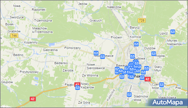 mapa Modliszewice, Modliszewice na mapie Targeo