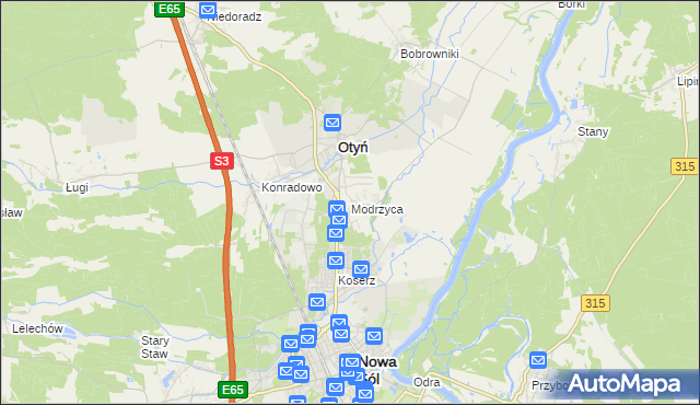 mapa Modrzyca, Modrzyca na mapie Targeo