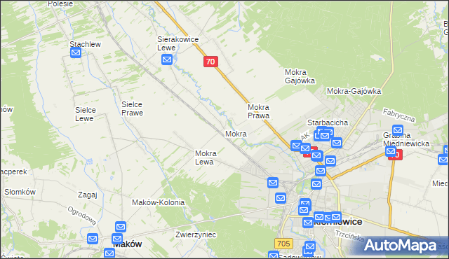 mapa Mokra gmina Skierniewice, Mokra gmina Skierniewice na mapie Targeo