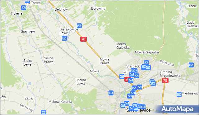mapa Mokra Prawa, Mokra Prawa na mapie Targeo
